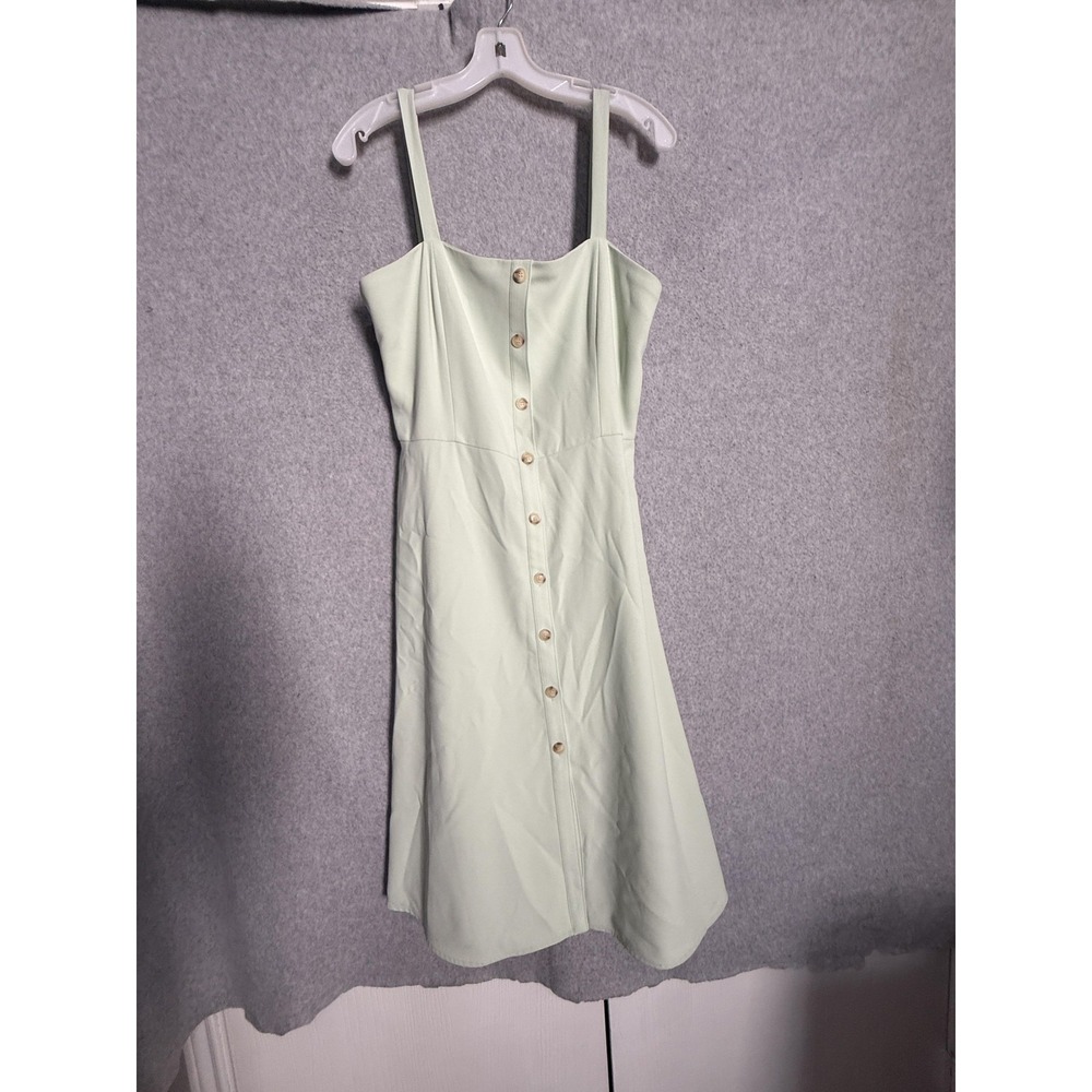 Gianni Bini Dress Womens L Mint Button Front Sweetheart Smocked Sundress Midi